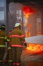 Live Fire Training Project at fire school Royalty Free Stock Photo