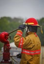 Live Fire Training Project at fire school Royalty Free Stock Photo