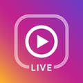 Live icon for social media. Streaming sign. Broadcasting logo. Play button. Online blog banner. Vector illustration