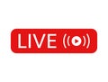 Live icon. Live stream, video, news symbol on white background. Social media template. Broadcasting, online stream. Play