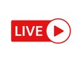 Live icon on white background. Live stream, video, news symbol. Social media template. Broadcasting, online stream logo