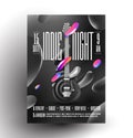 Live indie music night party or concert or rock music festival poster or flyer design template with electric guitar and black and Royalty Free Stock Photo