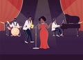 Live jazz band concert flat color vector illustration