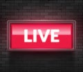 Live light broadcast sign. Tv radio studio live red box on air show icon Royalty Free Stock Photo