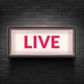 Live light broadcast sign. Tv radio studio live red box on air show icon Royalty Free Stock Photo