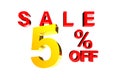 Sale 5% 3D. Royalty Free Stock Photo