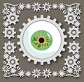 Vintage eye vector. Creative steampunk mechanical object. Vector illustration.