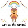 Live in the moment. Inspirational quote. Hand drawn lettering. M Royalty Free Stock Photo
