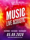 Live music acoustic poster design temple. Live show modern party dj invitation flyer