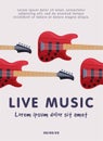 Live Music Banner with Electric Guitars Musical Instruments, Advertisement Poster, Brochure, Flyer, Invitation Card