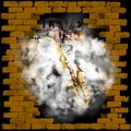 Live music brick wall saxophone in smoke Royalty Free Stock Photo