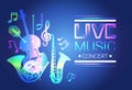 Live Music Concert Banner Colorful Style Modern Musical Poster