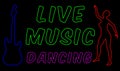 Live Music and Dancing Neon Sign