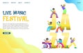 Live music festival vector website landing page design template Royalty Free Stock Photo