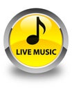 Live music glossy yellow round button Royalty Free Stock Photo