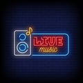 Live Music Neon Signs Style Text Vector Royalty Free Stock Photo