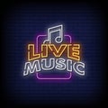Live Music Neon Signs Style Text Vector Royalty Free Stock Photo
