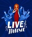 Live music poster. Musical festival, concert, performance concept. Vector illustration