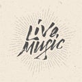 Live Music Sign, Badge, Logo, Poster, Flyer.