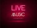 Live music vector background party poster. Live music event light jazz neon design