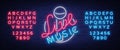 Live musical neon sign, logo, emblem, symbol poster with microphone. Vector illustration. Neon bright sign, Nightlife Royalty Free Stock Photo