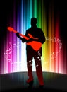 Live Musician on Abstract Spectrum Background