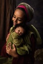 Live nativity with African woman Royalty Free Stock Photo