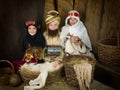 Live nativity scene with wisemen Royalty Free Stock Photo
