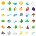 Live nature icons set, isometric style