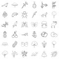 Live nature icons set, outline style