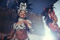 Live performances are her passion. two beautiful samba dancers performing in a carnival. Royalty Free Stock Photo