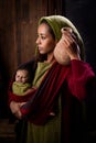 African mama in Live Christmas Nativity scene Royalty Free Stock Photo