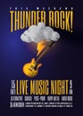 Live rock music party or concert or festival or jam session promo poster or flyer advertising template for your event. Vector