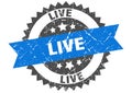 live round grunge stamp. live