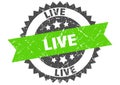 live round grunge stamp. live