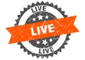 live round grunge stamp. live