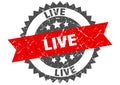 live round grunge stamp. live