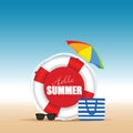 Live saver with hallo summer and beach bag illustration