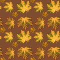 scanned leaves autumn seamless pattern brown