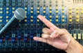 Live Sound Mixers board and music studio Hand symbol Royalty Free Stock Photo