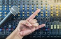 Live Sound Mixers board and music studio Hand symbol Royalty Free Stock Photo