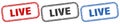 live square isolated sign set. live stamp.