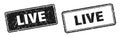 Live stamp set. live square grunge sign