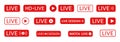 Live stickers set on white background. Social media template. Live stream, video, news symbol. Broadcasting, online Royalty Free Stock Photo