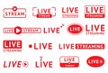 Live stream, broadcast and online event icon. Education in radio studio, graphic livestream media channel logo, tv