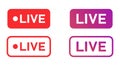 Live stream button collection, vector streaming symbol