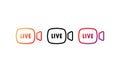 Live stream button icon set. Live button in social media concept. Layout web button live streaming. Live symbol, badge, sign, Royalty Free Stock Photo