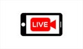 Live stream concept with play button on smartphone screen for online broadcast, streaming service Vector illustration Royalty Free Stock Photo