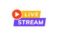 Live stream icon vector logo. Video broadcast live stream tv news online template design