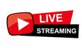 Live Stream sign. Live broadcast button for blog, player, broadcast, website, online radio, media labels.